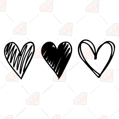 Hand Drawn Doodle Hearts SVG Bundle Clipart PremiumSVG