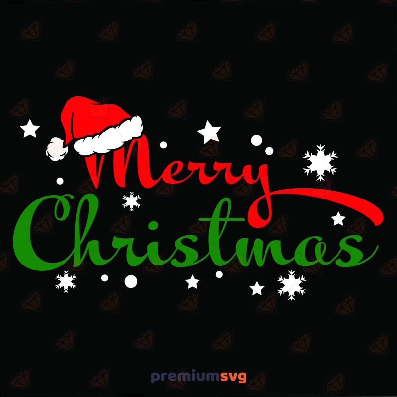 Merry Christmas SVG with Santa Hat, Merry Christmas SVG Design, Christmas Shirt Christmas SVG Svg