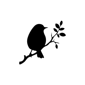 Bird On Branch SVG Cut & Silhouette File, Instant Download Bird SVG