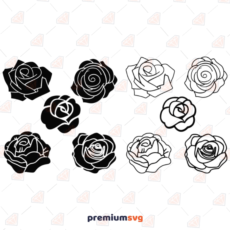 Valentine Rose SVG Files for cricut- Roses Vector Images Clipart