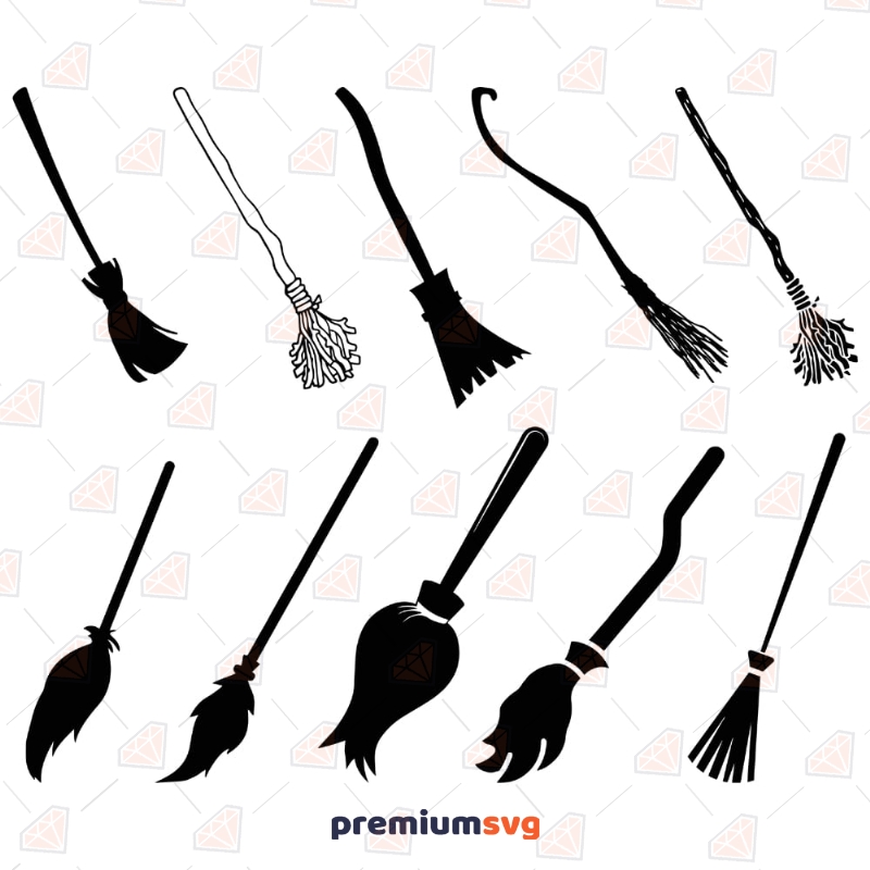 witch on broom clipart black and white