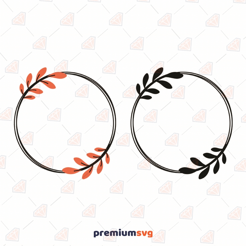 Double Floral Circle Frame SVG Cut File | PremiumSVG