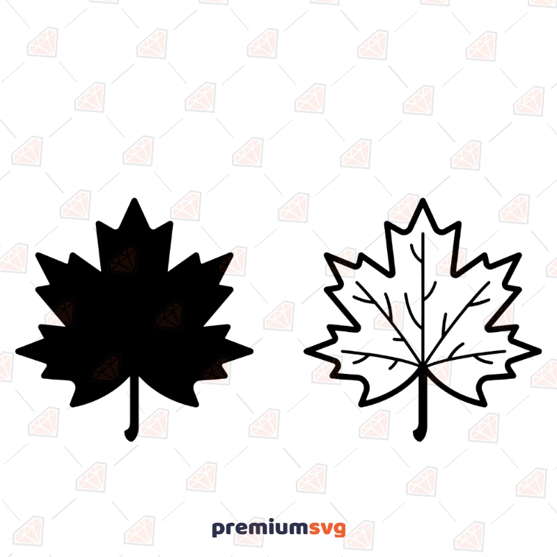 maple leaf clipart black and white