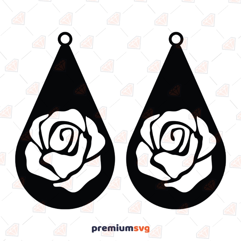 Download Floral Earring Svg Cut Files Black Earring Clipart Vector File Premium Svg