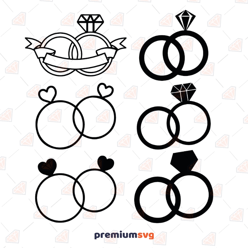 Download Wedding Rings Bundle Svg Engagement Rings Clipart Vector Files Premium Svg
