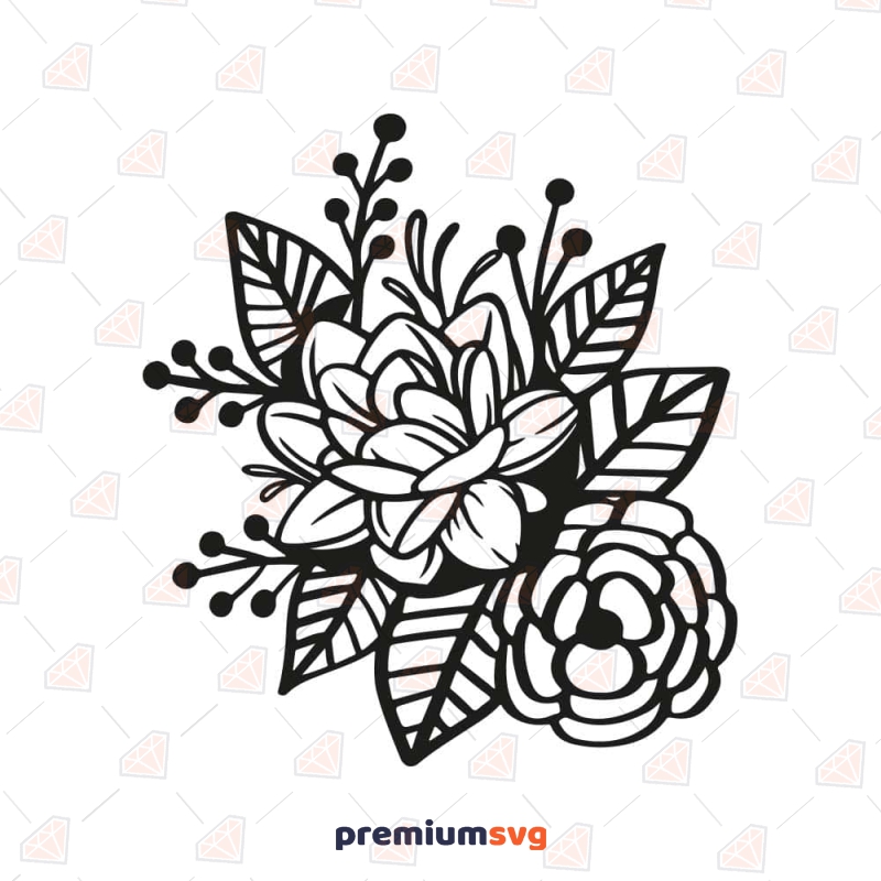 Rose Bloom With Leaf Free SVG File - SVG Heart