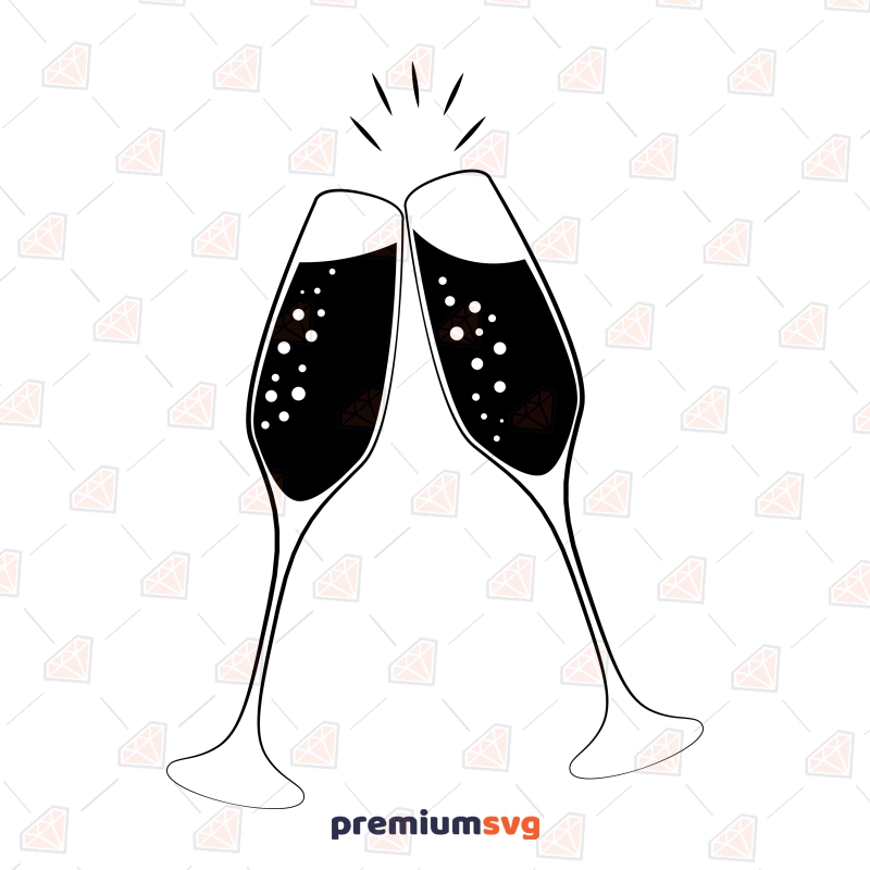 Champagne Glass Clinking Svg Cut File Champagne Clink Svg Instant Download Premiumsvg