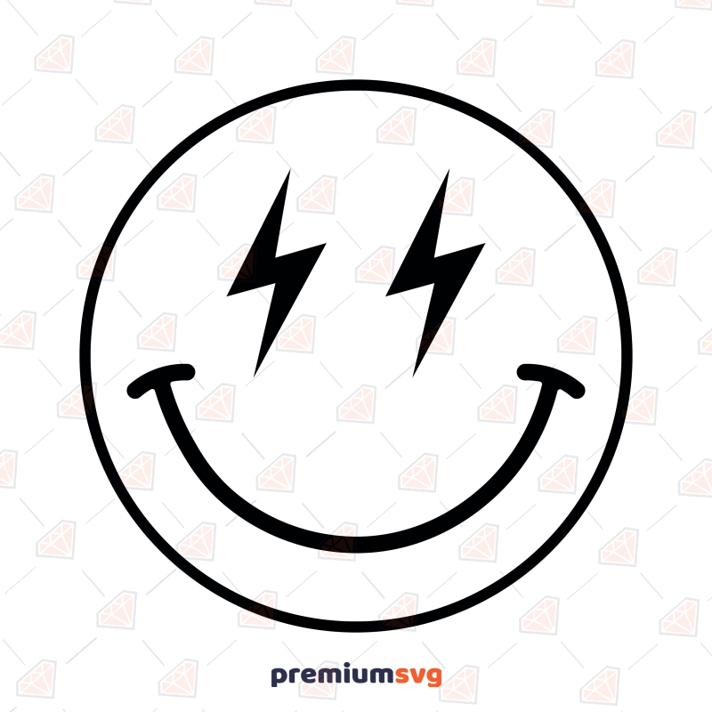 Lightning Eyes Smiley Face SVG, Bolt Emoji SVG Digital Download | PremiumSVG