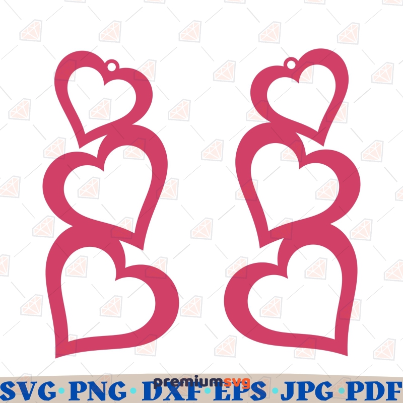 Earring Hearts Svg Valentines Day Earring Svg Vector File Premiumsvg