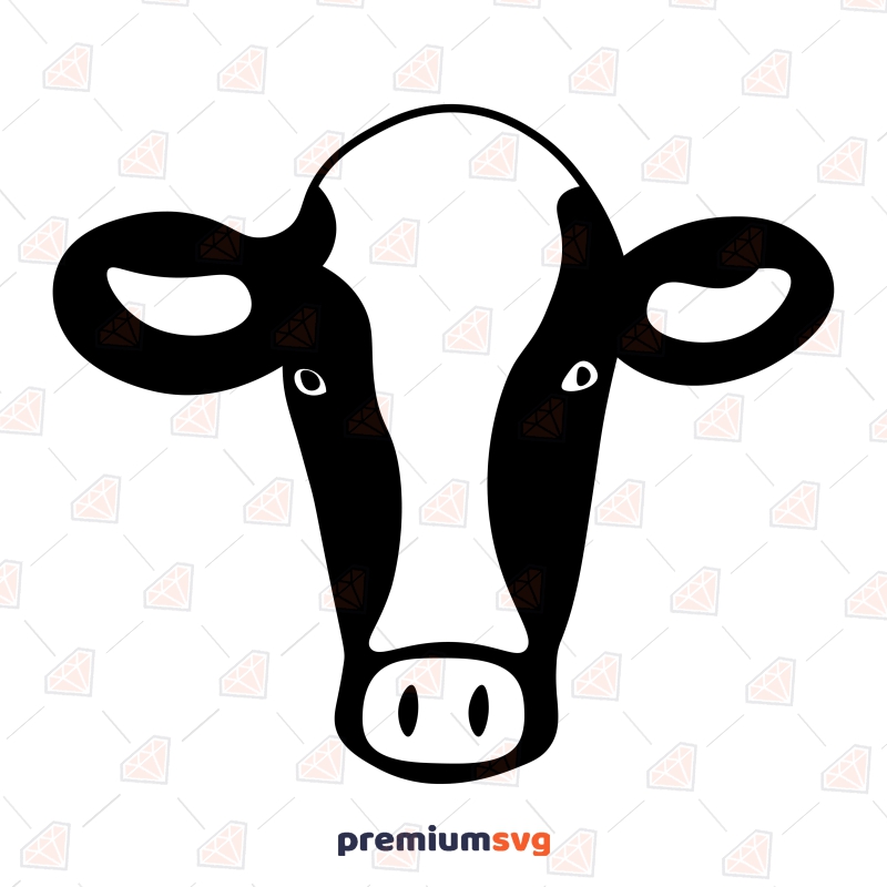 cow head clipart black and white