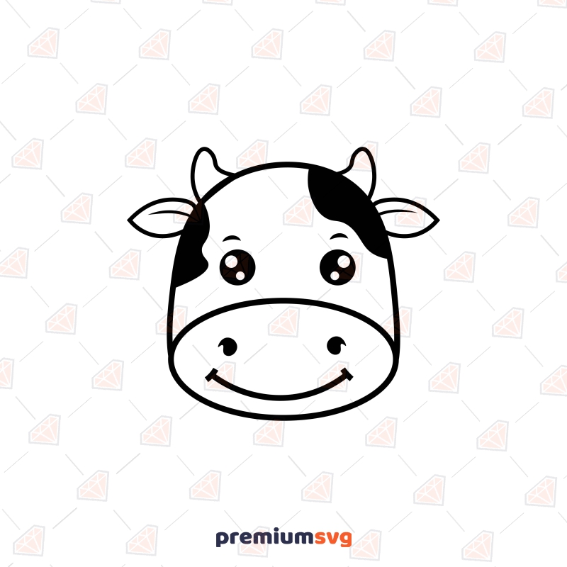 Black And White Cute Cow Head Svg Baby Cow Face Premiumsvg