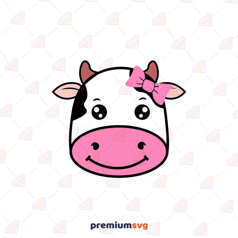 Cow Face Svg With Bow Cute Cow Svg Cow Clip Art Cow Svg Etsy Cute | The ...