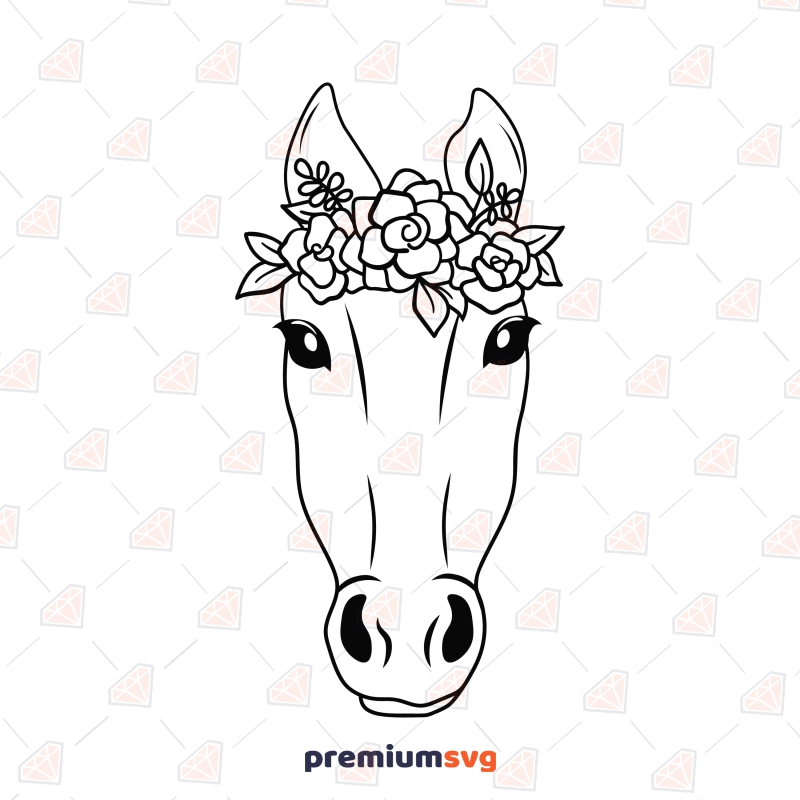 Floral Horse Face SVG Design | PremiumSVG