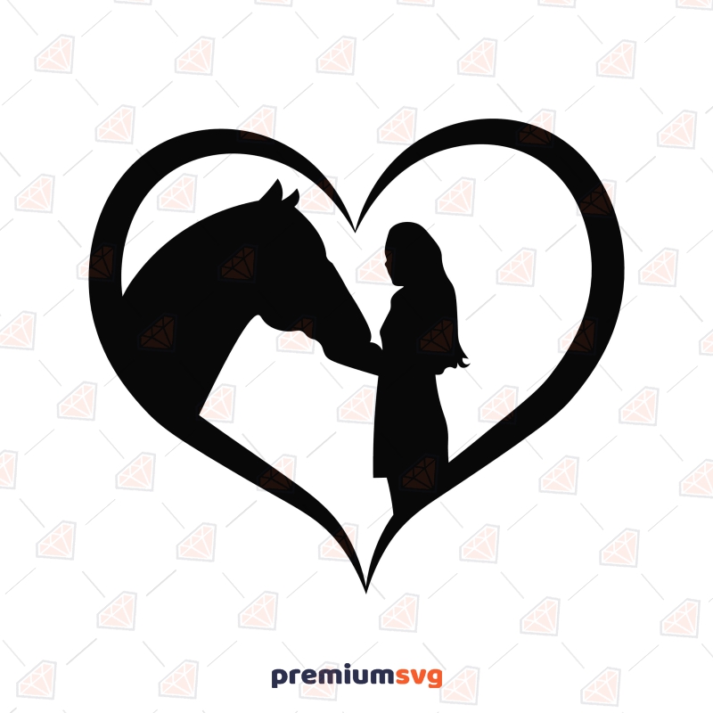 Girl Loves Horse Silhouette SVG, Horse Love SVG | PremiumSVG