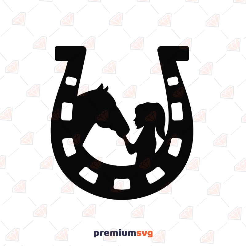 Horse And Girl SVG, Horseshoe Silhouette | PremiumSVG