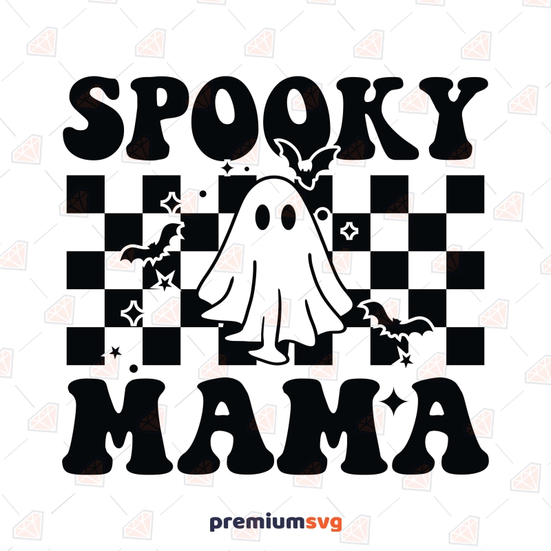 Wavy Spooky Mama SVG, Checkered Halloween Mama SVG | PremiumSVG