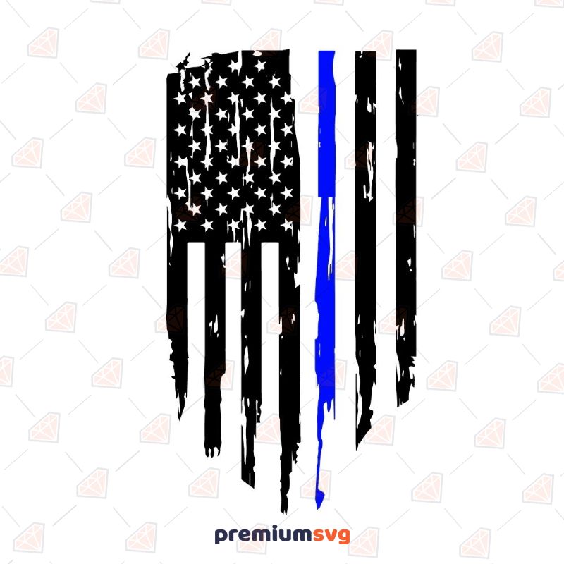 Vector Country Flag of the Thin Blue Line - Ink Splat