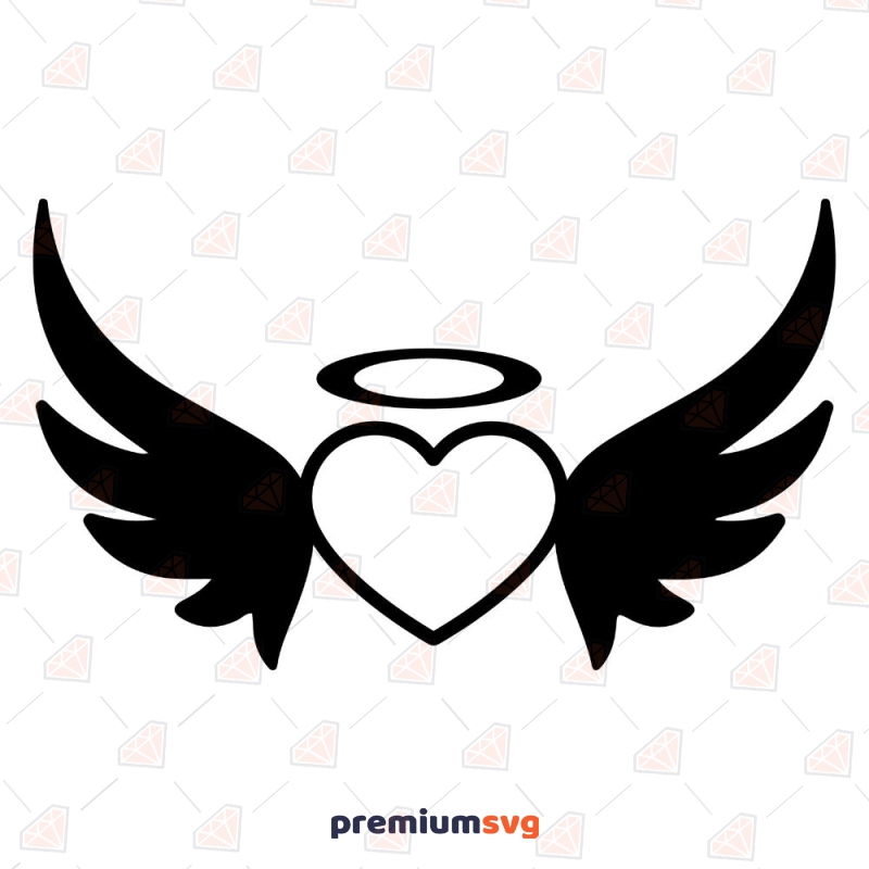 Heart Angel Wings Svg For Cricut Instant Download Premiumsvg