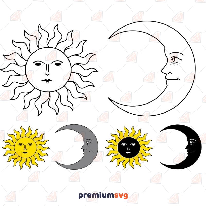 Sun And Moon Clipart Black And White