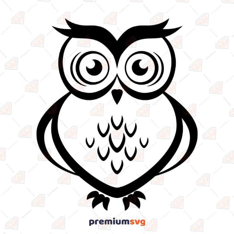 simple owl drawings black and white