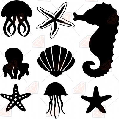 Black Sea Creatures Bundle SVG & Clipart Files | PremiumSVG