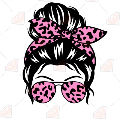 Leopard Messy Bun SVG Cut File, MomLife Instant Download | PremiumSVG