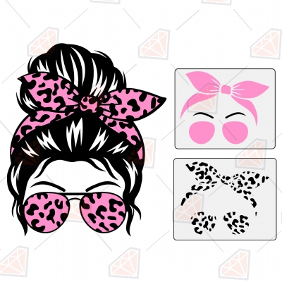 Leopard Messy Bun SVG Cut File, MomLife Instant Download | PremiumSVG