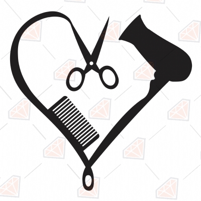 Hair Dresser Heart SVG Cut File | PremiumSVG