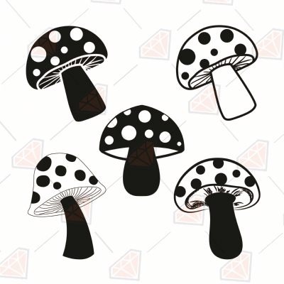 Polka Dot Mushroom Bundle SVG & Clipart | PremiumSVG