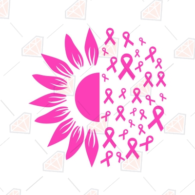 Breast Cancer Flower SVG, Sunflower with Ribbon SVG | PremiumSVG