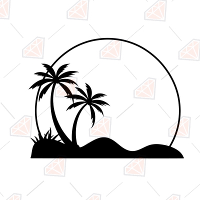 Sunset Palm Tree Stencil