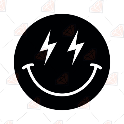 Lightning Smiley Face SVG Design Bolt Smiley SVG Clipart PremiumSVG    Ur6359m1 