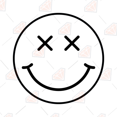 Cross Smiley Face Emoji SVG, Crossed Eyes SVG Clipart | PremiumSVG