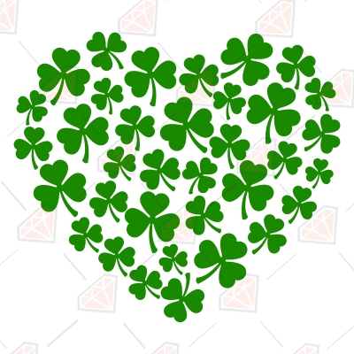 Heart Shamrocks SVG, St Patrick's Day SVG Clover | PremiumSVG