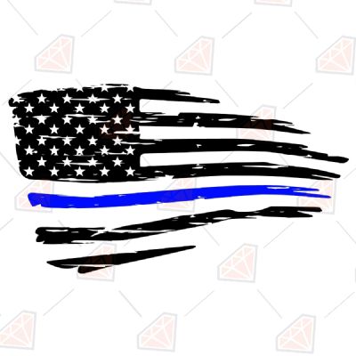 Distressed Police Flag SVG File, Thin Blue Line Flag SVG | PremiumSVG