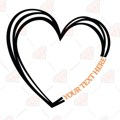 Split Heart SVG, Doodle Heart Monogram SVG, Monogram Heart SVG, Hand Drawn  Heart svg, Heart Clip Art, Valentines day clipart