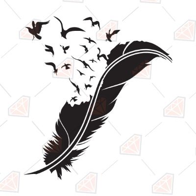 Feather With Birds Svg Cutting File | PremiumSVG