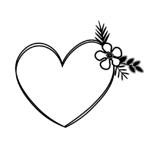 Heart With Flower SVG, Heart Outline Vector Instant Download | PremiumSVG
