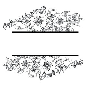 Floral Monogram Frame Bundle SVG, Flower Split Monogram SVG