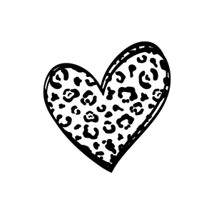 Black Doodle Leopard Heart SVG | PremiumSVG