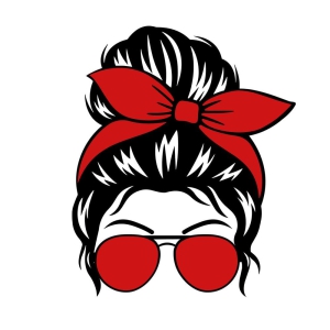 Red Messy Bun SVG Cut File, Sunglasses Messy Bun SVG | PremiumSVG