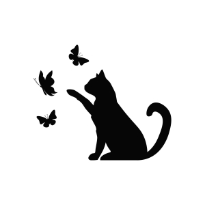 Cat with Butterfly SVG, Silhouette Download | PremiumSVG