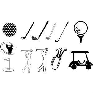 Golf Clubs Outline for Classroom / Therapy Use - Great Golf Clubs Clipart