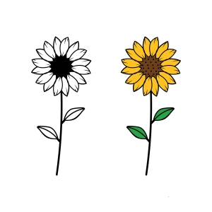 Sunflower with Stem SVG Clipart, Cut File | PremiumSVG