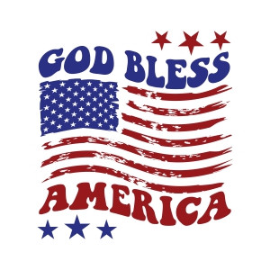 God Bless America SVG with Wavy USA Flag | PremiumSVG