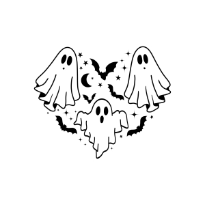 Halloween Ghost Heart SVG, Halloween Heart SVG Cut File | PremiumSVG