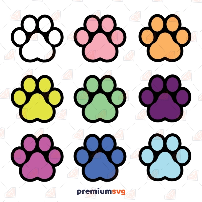 Paw Print SVG Cat Dog Paw Heart Cut File Cat Dog Paws Cute Pet Paw