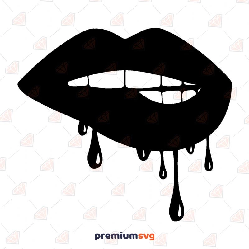 Dripping Lips Biting Wet Mouth Svg Cut File Premiumsvg