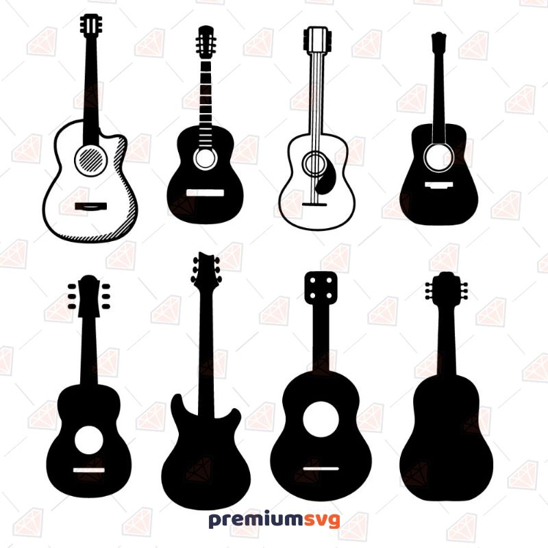 Guitares - Fichiers SVG/SILHOUETTE STUDIO/DXF/EPS/PNG