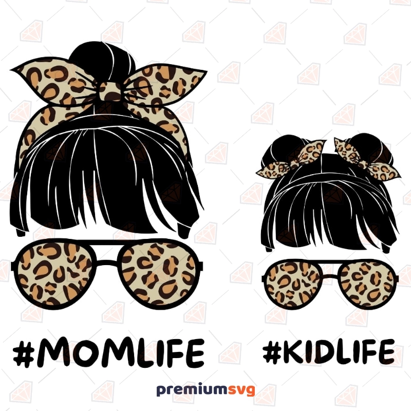 Kid Life Messy Bun Cheetah/Leopard Print Custom & Personalized 12 oz Kids Water  Bottle
